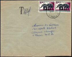 April 20, 1961, South Kasaï State, envelope, franked with stamps of ...