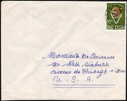 September 28, 1961, South Kasaï State, airmail envelope, franked ...