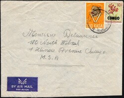 August 4, 1961, South Kasaï State, airmail envelope, franked with ...