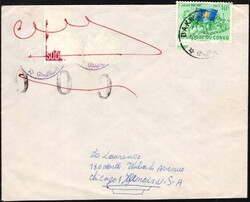 January 22, 1962, Republic of Congo, airmail envelope, franked ...