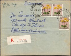 GANDAJIKA-A, South Kasaï State, registered airmail envelope, franked ...
