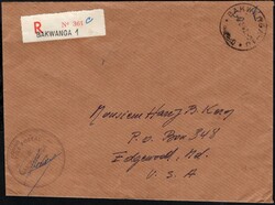 1962, Republic of Congo, registered airmail envelope, sent in postage ...