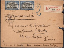 1920, Belgian Congo, registered envelope franked with (horizontal ...