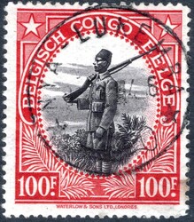100fr carmine and black - (Native soldier) Palms 1942 issue, Belgian ...