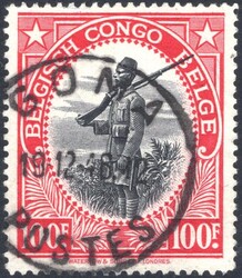 100fr carmine and black - (Native soldier) Palms 1942 issue, Belgian ...