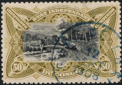 1908, Congo Free State, 50c olive Mols 1900 issue, tied by "GARE DE ...