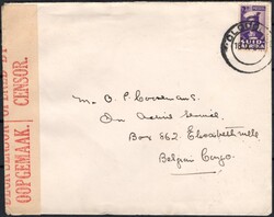 1943, South Africa, envelope franked with (1x) 2d, sent from Clocolan ...