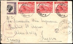 1943, Watsa - Belgian Congo censor tape "CENSURE CONGO BELGE" type Ab ...