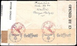 1943, Watsa - Belgian Congo censor tape "CENSURE CONGO BELGE" type Ab ...