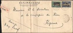 1920, Runada Urundi, registered envelope, franked with (1x) 15c green ...