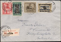 1927, Ruanda Urundi, registered envelope, franked with (1x) 15c green ...