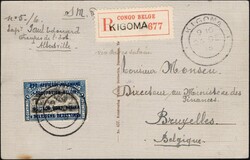 1918, Ruanda Urundi, registered postage free picture postcard, ...