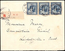 1930, Ruanda Urundi, registered envelope, franked with (vertical ...