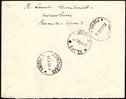 1930, Ruanda Urundi, registered envelope, franked with (vertical ...