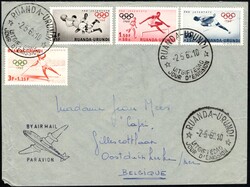1960, Ruanda Urundi, airmail envelope, franked with (1x) 50c+25c, ...