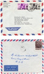 1960-1961, group of 2 airmail envelopes, one franked with (1x) 10fr - ...