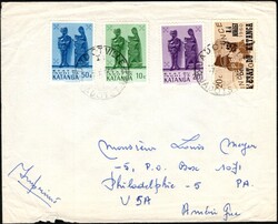 1962, Katanga, printed matter (envelope) franked with (1x) 10c, (1x) ...