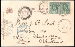 1904, Ceylon, picture postcard franked with (horizontal pair) 3c ...