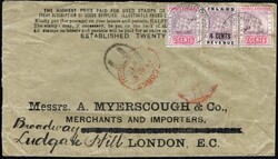 1901, British Guiana, envelope franked with (1x) Inland 4c revenue (S ...