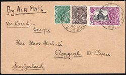 1936, India, airmail envelope franked with 1/2a and 1a (S.G. 232 and ...