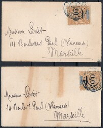 1903, Madagascar, lot de deux imprimés (lettres petits formats), ...