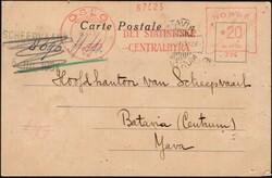 1931, Norway, postcard, franked with red meter mark at *20o, sent ...
