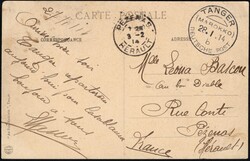 1914, German Morocco, destination France, picture postcard, franked ...