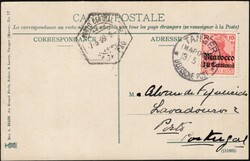 1909, German Morocco, destination Portugal, picture postcard, franked ...