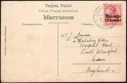 1907, German Morocco, destination United Kingdom, picture postcard, ...