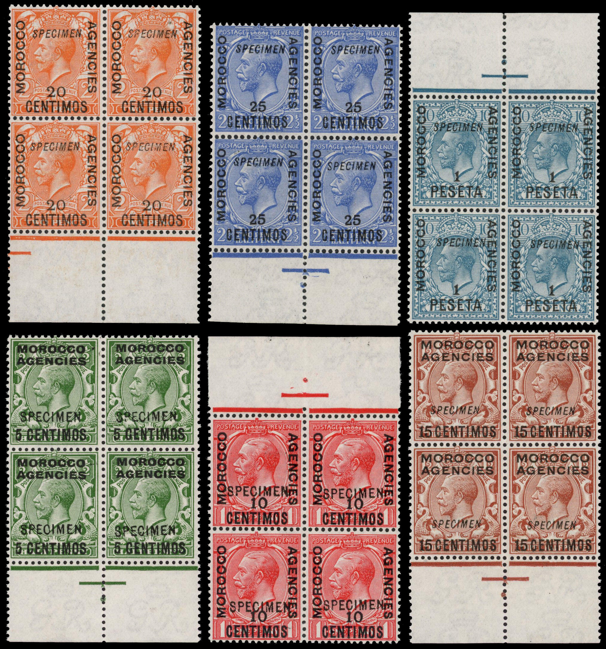 Morocco Agencies 1914-26 Spanish Currency six values to 1p on 10d ...