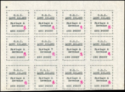 Long Island SG 10/a unused block of 12 1916 1d black on thin ...