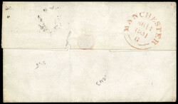 GB 1841 1d black Plate 1b Manchester Fishtail Cross on cover 1840 1d ...