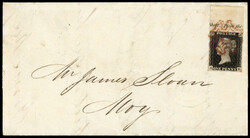 2865100: Grossbritannien 1840 1d schwarz - Einheit mit Plattennummer