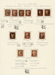 GB 1841 1d red plated collection on leaves 1841 1d plated collection ...