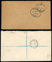Falkland Islands 1915 and 1928 Fox Bay covers 1915 registered Wilson ...