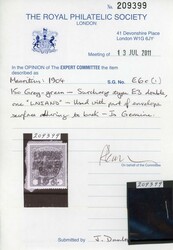 Mauritius SG E6c 1904 Express 15c surcharge double, one LNIAND used ...