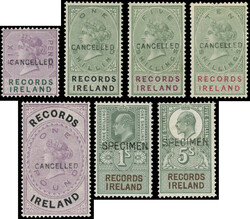 Ireland Records 1889 set CANCELLEDRecords. 1899 set of five, ...