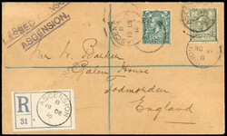 Ascension SG Z45, 47a GB used in 1916 registered cover 1916 ...