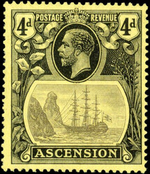 Ascension 1924-33 4d broken mainmast variety SG 15a mint 1924-33 4d ...