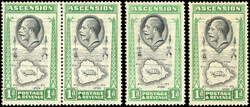 Ascension 1934 1d teardrop varieties SG 22a mint 1934 1d black and ...