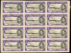 Ascension 1938-53 ½d black and violet SG 38 block used 1938-53 ½d ...