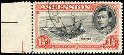 Ascension SG 40ca 1949 1½d davit flaw used 1949 1½d black and ...