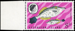 Ascension SG 114w 1968 8d Scribbled Filefish watermark Crown to right ...