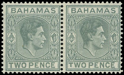 Bahamas SG 152a pair mint 1938 2d grey pair, the right stamp with ...