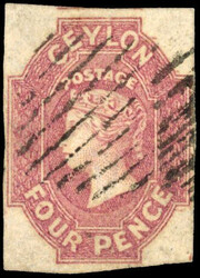 Ceylon SG 4 1857-59 4d dull rose used 1857-59 4d dull rose watermark ...