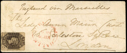 Ceylon SG 33 1862 cover from Galle to London with 1861-64 rough perf ...