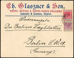 Cyprus 1922 Photo Goods Dealer envelope used to Berlin 1932 envelope ...