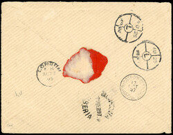 France 1897 cover to French consul, Liberia, returned 1897 envelope ...