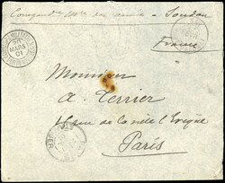 French Sudan 1901 stampless envelope to Paris 1901 (17 Fevr) ...