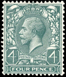 GB SG 379Wj 1912 4d watermark inverted and reversed mint1912-22 4d ...